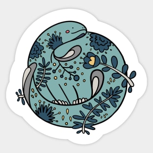 Brachiosaurus Floral Dino Sticker